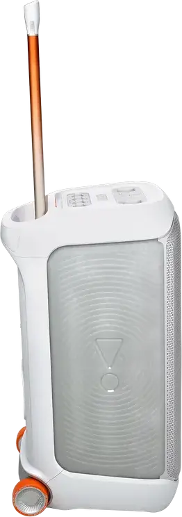 Портативная акустическая система JBL PartyBox Stage 320, 240 Вт RMS, Bluetooth 5.4, защита IPX4, LED-подсветка, аккумулятор до 18ч, колеса и ручка, Цвет: белый