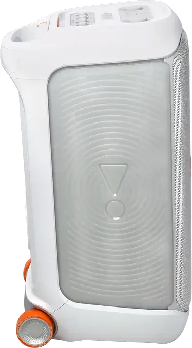 Портативная акустическая система JBL PartyBox Stage 320, 240 Вт RMS, Bluetooth 5.4, защита IPX4, LED-подсветка, аккумулятор до 18ч, колеса и ручка, Цвет: белый