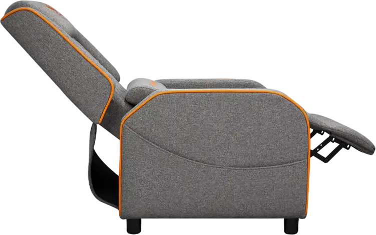 Cougar Ranger One Gaming Sofa CGR-RAO, Grey | Orange Breathable Woven Fabric, Foldable Footrest, Tilted Backrest, Side Pocket, 150kg Capacity, with Headrest and Lumbar Pillows
