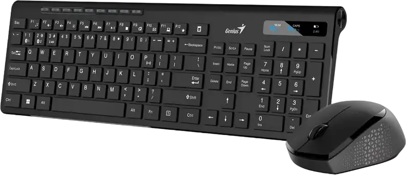 Genius SlimStar 8230 Wireless Keyboard and Mouse Combo, Black, Chocolate Switches, Dual Mode Bluetooth 5.3 & 2.4GHz, Multi-Device for 3 Devices, AI Copilot Key, BlueEye Optical Mouse 1200 DPI