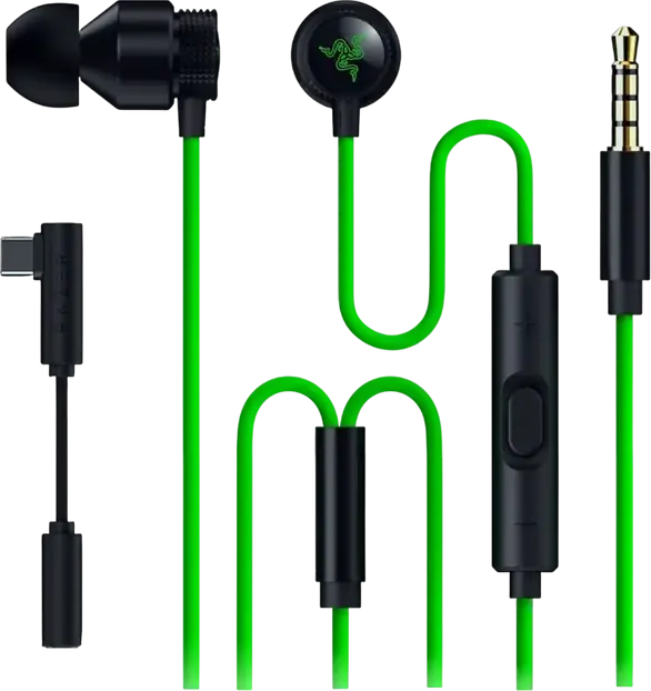 Razer Hammerhead V3 Wired Gaming Earbuds, 11mm Dynamic Drivers, Integrated Omnidirectional Mic, 3.5mm & USB-C Interface, 7.1 THX Surround Sound, Black