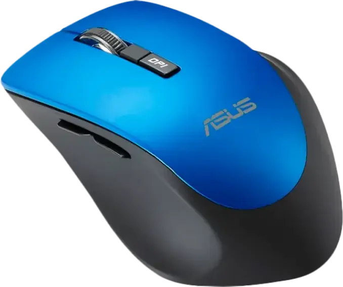 ASUS WT425 Wireless Optical Mouse, Blue, USB Interface, 2.4GHz RF, Adjustable 1000/1600 DPI, 6 Buttons, Silent Click, Ergonomic Easy-Grip, Windows 11/10, Chrome OS