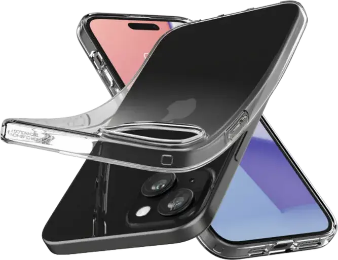 Spigen Liquid Crystal Case for iPhone 15 Plus, Clear TPU Slim Cover (Material: TPU, Color: Transparent) with Mil-Grade Drop Protection and Air Cushion Technology