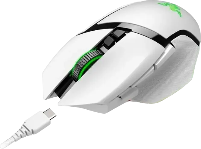 Razer Basilisk V3 Pro Wireless, Bluetooth, Wired Gaming Mouse, Focus Pro 30K Optical Sensor, 30,000 DPI, HyperScroll Tilt Wheel, Chroma RGB, 11 Programmable Buttons, White
