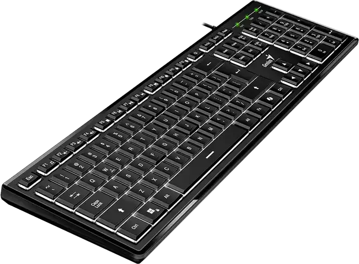 Genius SlimStar 820 Wired Membrane Keyboard, USB Interface, White LED Backlight with Brightness Control, 19-Key Anti-Ghosting, AI Copilot Key, Color: Black