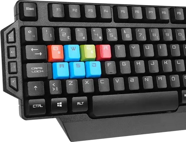 Gembird KBS-UMG-01-DE Wired USB Keyboard and Mouse Set, English Layout, Membrane Multimedia Keyboard with Wrist Rest, 2400 dpi Optical Mouse, Black
