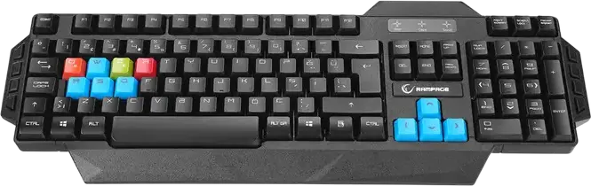 Gembird KBS-UMG-01-DE Wired USB Keyboard and Mouse Set, English Layout, Membrane Multimedia Keyboard with Wrist Rest, 2400 dpi Optical Mouse, Black