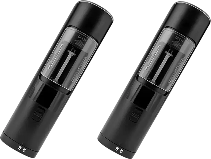 Huslog AK-0549 Electric Grinder Set, 2 Pieces, Salt and Pepper Mill with Transparent Viewing Window, Black