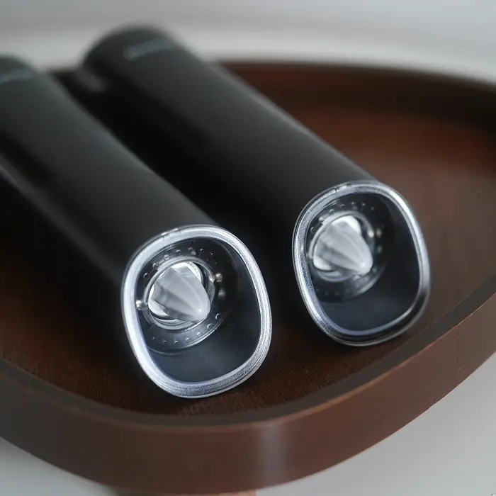 Huslog AK-0549 Electric Grinder Set, 2 Pieces, Salt and Pepper Mill with Transparent Viewing Window, Black