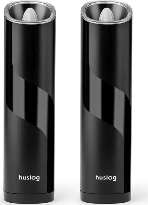 Huslog AK-0549 Electric Grinder Set, 2 Pieces, Salt and Pepper Mill with Transparent Viewing Window, Black