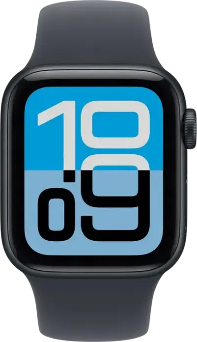 Apple Watch SE 3 Smartwatch, Midnight, S10 Dual Core Processor, 64GB Storage, Always-On Retina OLED Display, Ion-X Glass, 40mm Recycled Aluminum Case, Water Resistant 50m, Sport Band