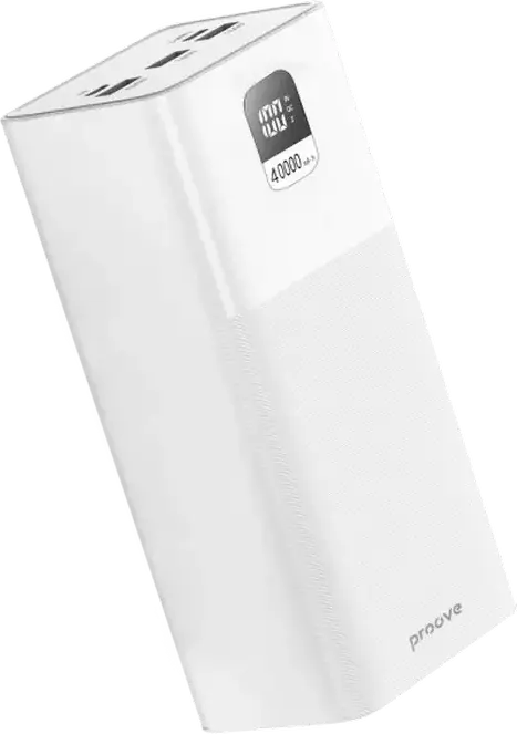 Power Bank Proove Giant 40000mAh 100W Incarcator Extern Rapid, Alb, PD Power Delivery, QC, Display Digital LED, 3x USB-A 1x USB-C pentru Laptopuri si Telefoane