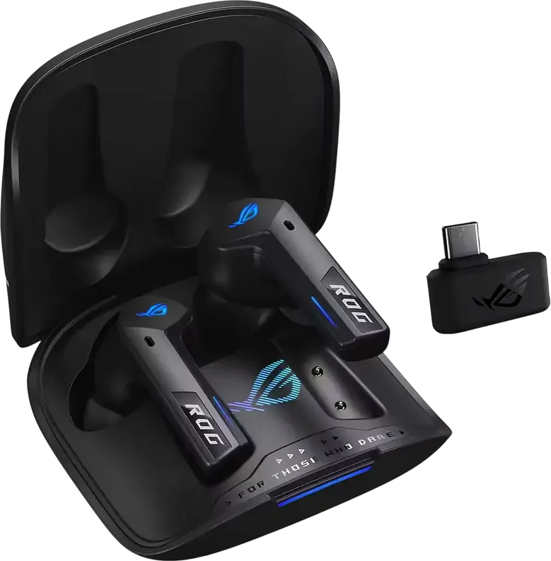 ASUS ROG Cetra True Wireless SpeedNova Gaming Earbuds, 2.4 GHz & Bluetooth 5.3, PC, Mac, Mobile, PS5, Switch, Adaptive ANC, Bone-Conduction AI Mic, RGB Aura, IPX4, Black