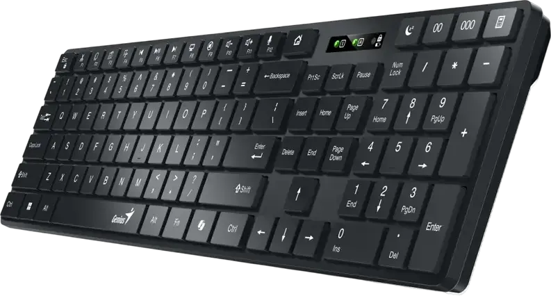 Set Tastatură și Mouse Wireless Genius SlimStar 8250, Layout QWERTY, Dual Mode Bluetooth 5.3 și 2.4GHz RF, Taste Membrană Slim, Taste Hotkey AI Copilot, Negru