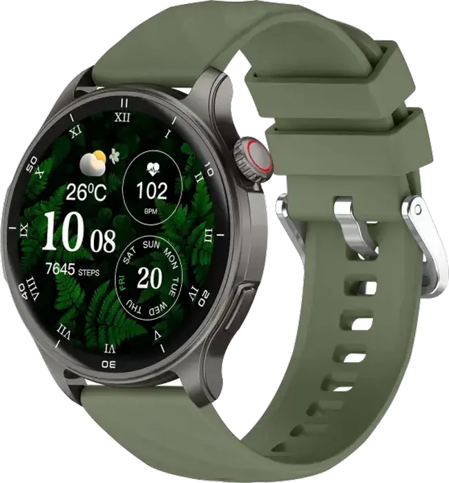 Smartwatch Proove Terra - Grafit/Verde, cu Ecran AMOLED 1.43", GPS, Senzori Ritm Cardiac și SpO2, Bluetooth 5.2, Rezistență Apă 3 ATM, Compatibil Android și iOS