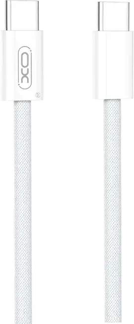 XO NB-Q260B USB Type-C to USB Type-C Fast Charging Cable, 60W PD 3A Braided Data Sync Cable, USB 3.2 Gen 1, 1.5m - White
