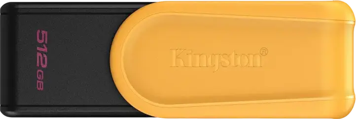Kingston DataTraveler Exodia S USB 3.2 Gen 1 Flash Drive, 512 GB, Black | Yellow, USB Type-A Connector, Rotating Swivel Cap Design, High-Speed Portable Storage