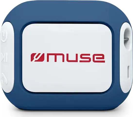 Muse M-360 Portable Bluetooth Speaker - Blue, 5W Mono Sound with Passive Radiator, IPX4 Splash Proof, 9h Playtime Boost, USB-C, Stereo Pairing, Hands-free