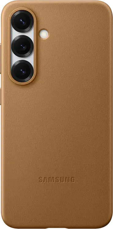 Husa Samsung Galaxy S25 Kindsuit EF-VS931PFEGUS Slim din Piele Ecologică Material Bio, Culoare Camel, cu Interior de Suede, Compatibilă Încărcare Wireless și AI