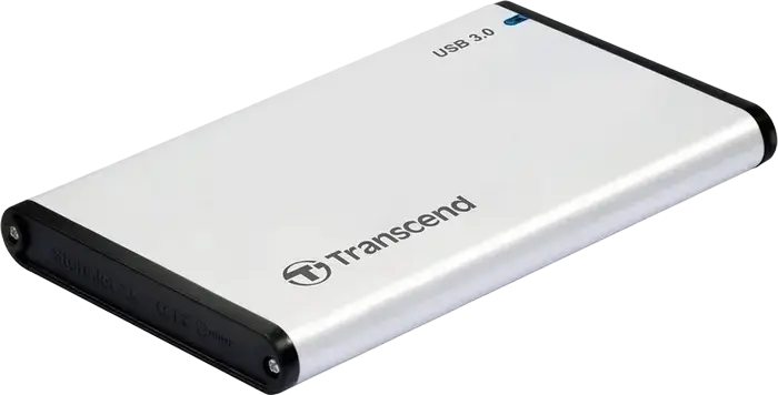 Transcend StoreJet 25S3 External 2.5" SATA HDD SSD Enclosure, Aluminum Casing, USB 3.1 Gen 1 Interface, UASP Support, Silver, TS0GSJ25S3
