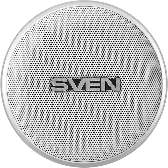 SVEN PS-260 Portable Bluetooth 5.0 Speaker, White, 10W RMS, 2000mAh Battery, 20h Playtime, RGB Lighting, FM Radio, TWS, microSD, USB, AUX, 52mm Driver