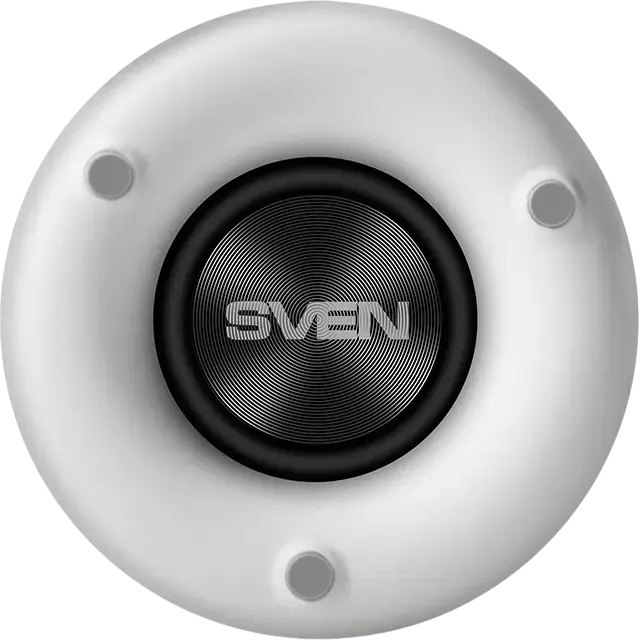 SVEN PS-260 Portable Bluetooth 5.0 Speaker, White, 10W RMS, 2000mAh Battery, 20h Playtime, RGB Lighting, FM Radio, TWS, microSD, USB, AUX, 52mm Driver