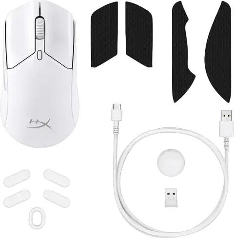 Игровая мышь HyperX Pulsefire Haste 2 Wireless, сенсор 26K, 26,000 DPI, вес 61 г, аккумулятор до 100 ч, Tri-Mode 2.4 ГГц/Bluetooth/Провод, RGB, Белый