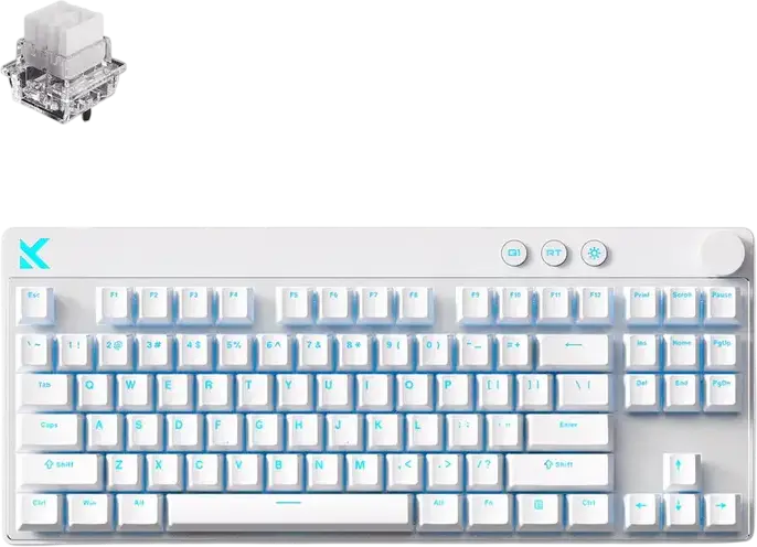 MCHOSE Mix 87 Hall Effect Magnetic Switch Gaming Keyboard (Mount Tai Magnetic Switch GT), 8000Hz Polling Rate, Rapid Trigger RT, SOCD, Hot-swappable PBT Keycaps, RGB, White, Wired USB Type-C