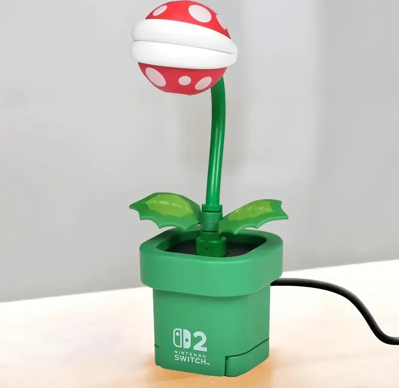 Hori Piranha Plant Camera for Nintendo Switch 2, Officially Licensed by Nintendo, 640x480 Resolution, 30fps, 85° View Angle, USB-C Connection, Warp Pipe Base