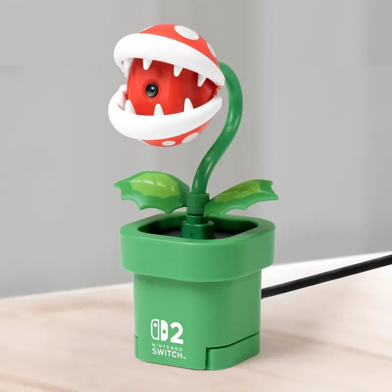 Hori Piranha Plant Camera for Nintendo Switch 2, Officially Licensed by Nintendo, 640x480 Resolution, 30fps, 85° View Angle, USB-C Connection, Warp Pipe Base