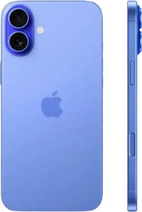Смартфон Apple iPhone 16, процессор A18, 8 ГБ ОЗУ, OLED-дисплей Super Retina XDR 6.1 дюйма, камера Fusion 48 Мп, память 128 ГБ, цвет Ultramarine, 5G, Wi-Fi 7, iOS 18, IP68