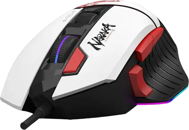 Bloody W95 Max Wired Gaming Mouse, White, MAX BC3332-A 12K Sensor, 12,000 CPI, 8000 fps, 2000Hz Polling Rate, RGB Backlit, Metal X'Glide Armor, 512KB Memory