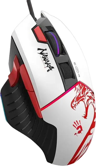 Bloody W95 Max Wired Gaming Mouse, White, MAX BC3332-A 12K Sensor, 12,000 CPI, 8000 fps, 2000Hz Polling Rate, RGB Backlit, Metal X'Glide Armor, 512KB Memory