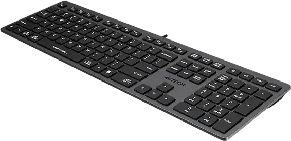A4Tech FX50 Fstyler Wired USB Keyboard, Low-Profile Chocolate Scissor Switches, 1.5mm Actuation, Multimedia Keys, Windows Mac iOS Android, Color: Black