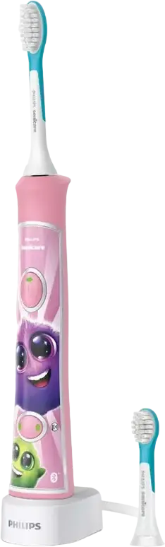 Электрическая зубная щетка Philips Sonicare For Kids HX6352/42, Розовая, 1 ручка, 2 насадки в комплекте, с Bluetooth, 62 000 движений в минуту, таймеры KidTimer и Quadpacer, аккумулятор Li-Ion
