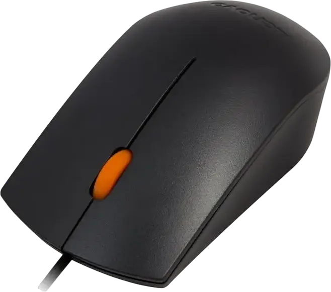 Set Tastatură și Mouse Lenovo 300 USB Combo cu fir, Layout US/RU, Switch Insulă, Taste Insulă Rezistente la Apă, Mouse Optic Ambidextru 1600 DPI, Negru
