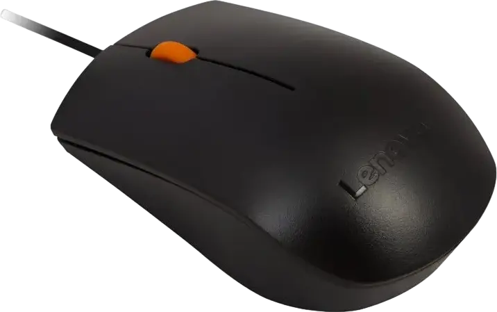 Set Tastatură și Mouse Lenovo 300 USB Combo cu fir, Layout US/RU, Switch Insulă, Taste Insulă Rezistente la Apă, Mouse Optic Ambidextru 1600 DPI, Negru
