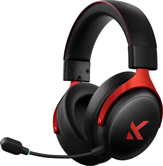 Casca Gaming MCHOSE V9 Pro Negru-Rosu, Wireless Tri-mod 2.4GHz Bluetooth Cablat pentru PC Laptop Switch PS5 PS4 Mobil Tableta, Sunet Surround 7.1, Difuzoare Neodim 53mm, Microfon AI Noise-Canceling, Baterie 250h