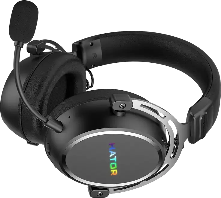 Игровая гарнитура HATOR Hypergang 3 Wireless, Черный, Hi-Res LDAC, гибридный ANC, Bluetooth 5.4, 2.4ГГц, 40мм драйверы, THX Spatial Audio, съемный микрофон, 40ч работы