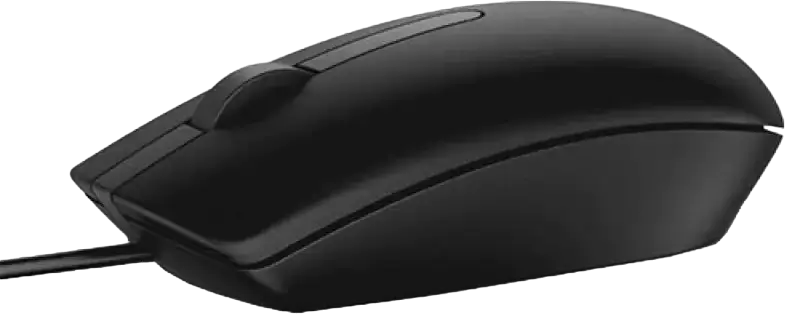 Dell MS116 Wired Optical Mouse, Black, 1000 DPI Max Sensor, USB Interface, Ambidextrous Design, 3 Buttons, Plug and Play, ABS Plastic, 1.8m Cable