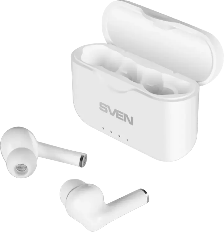 Casca Wireless TWS SVEN E-701BT, Căști In-Ear cu Bluetooth și Etui de Încărcare, Control Tactil, Microfon Integrat, USB Type-C, Culoare: Albe