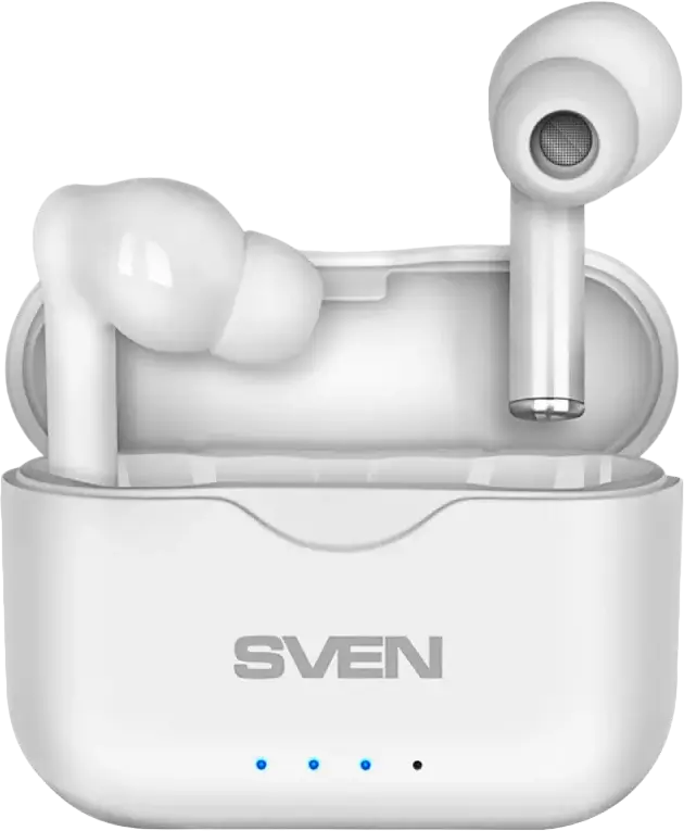 Casca Wireless TWS SVEN E-701BT, Căști In-Ear cu Bluetooth și Etui de Încărcare, Control Tactil, Microfon Integrat, USB Type-C, Culoare: Albe