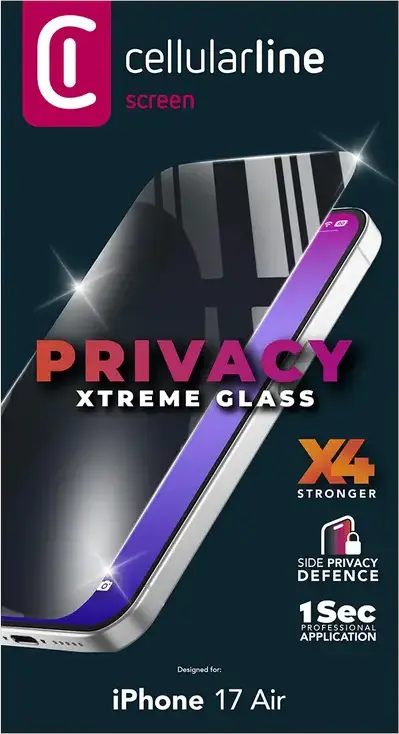 Sticlă de protecție Cellularline Tempered Glass Privacy pentru Apple iPhone Air, Negru