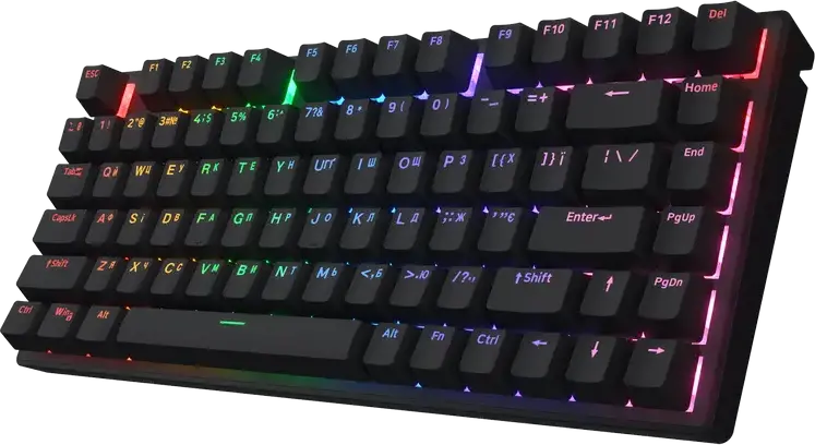 HATOR Icefall Mecha TKL Wireless Mechanical Gaming Keyboard, Red Linear Switches, Hot-swappable, Rainbow LED, 2.4GHz/USB-C, 87 Keys, Metal Panel