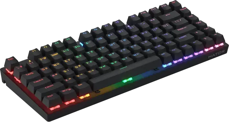 HATOR Icefall Mecha TKL Wireless Mechanical Gaming Keyboard, Red Linear Switches, Hot-swappable, Rainbow LED, 2.4GHz/USB-C, 87 Keys, Metal Panel
