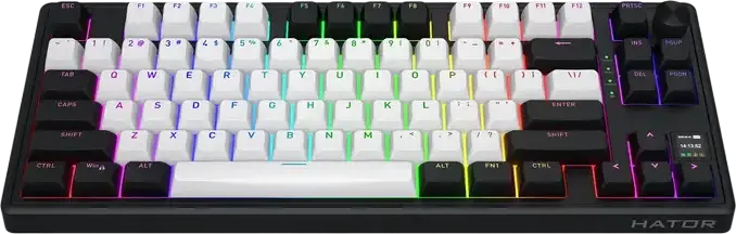 Tastatură Mecanică HATOR Skyfall 80 MAG ULTIMA 8K Wireless 2.4 GHz Bluetooth 5.3 USB-C TKL, Switch-uri Magnetice Aurum Ice Linear, Rapid Trigger, Rata Polling 8000Hz, Taste PBT, Ecran TFT