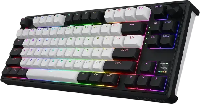 Tastatură Mecanică HATOR Skyfall 80 MAG ULTIMA 8K Wireless 2.4 GHz Bluetooth 5.3 USB-C TKL, Switch-uri Magnetice Aurum Ice Linear, Rapid Trigger, Rata Polling 8000Hz, Taste PBT, Ecran TFT