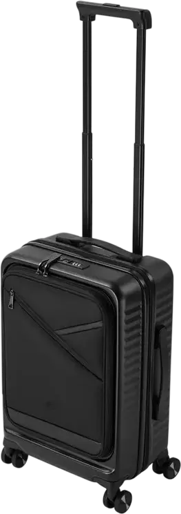 Troley Cabina RIVACASE 8180 Clark-ECO, Coara Rida 20 inch, 34L Policarbonat PC, Material Reciclat RPET, Lacat TSA, Extensibil, 4 Roți Duble, Negru