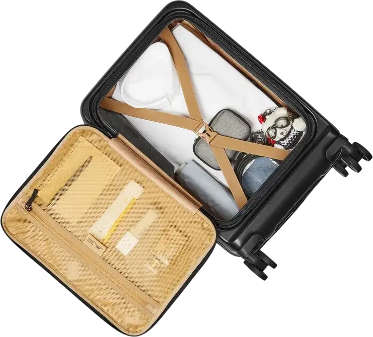 Troley Cabina RIVACASE 8180 Clark-ECO, Coara Rida 20 inch, 34L Policarbonat PC, Material Reciclat RPET, Lacat TSA, Extensibil, 4 Roți Duble, Negru
