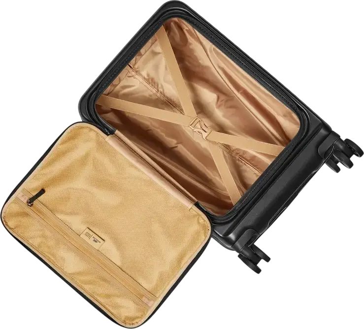 Troley Cabina RIVACASE 8180 Clark-ECO, Coara Rida 20 inch, 34L Policarbonat PC, Material Reciclat RPET, Lacat TSA, Extensibil, 4 Roți Duble, Negru